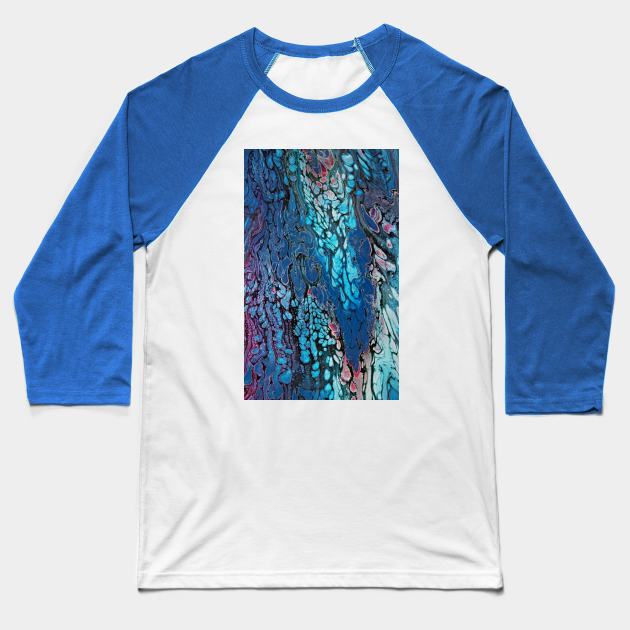 Blue-blue Hoarfrost Fluid Art Baseball T-Shirt by Stacey-Design